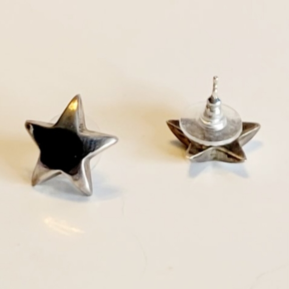 Star Earrings, Vintage Sterling Silver Puffy Star ⭐️ Post Earrings. - Picture 3 of 3